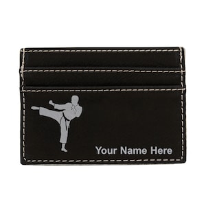 Monedero de cuero sintético Money Clip, Hombre de Karate, Grabado Personalizado Incluido