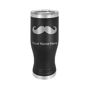 20oz Pilsner Mug, Mustache, Personalized Engraving Included