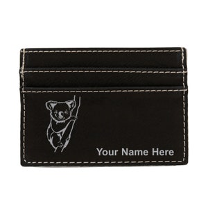 Monedero de cuero sintético Money Clip, oso Koala, grabado personalizado incluido