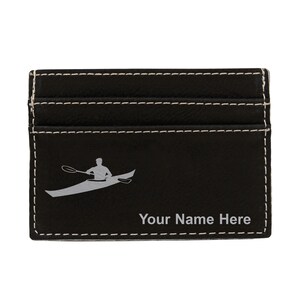 Monedero de cuero sintético Money Clip, Kayak Man, Grabado Personalizado Incluido
