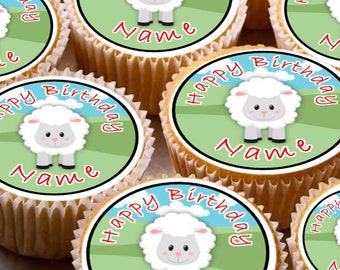 Geburtstagskuchen Dekorationen Essbare Cupcake Aufleger Ziege 24 Personalisierte Vorgeschnittene Kreise