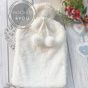 Christmas themed Hot Water Bottle with baubles Digital Mocked Up Photo, PSD Smart Layer