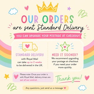 a poster with a rainbow and a crown on it