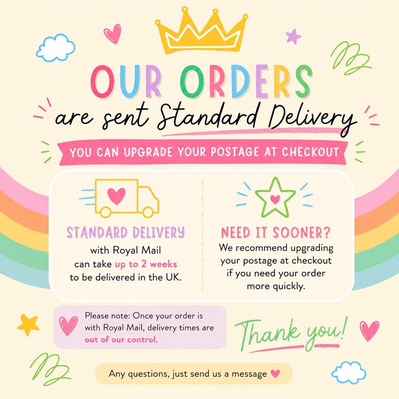 a poster with a rainbow and a crown on it