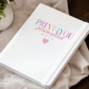 Carnet de notes A5 en cuir PU avec logo personnalisé, couverture crème (160 pages lignées, fermeture par élastique, papeterie professionnelle)