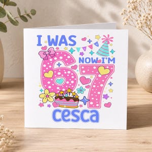 Pink Gamer Card Personalised Birthday: Colourful Hearts & Stars - Luxury Paper, Kids Ages 6-7, Fun Keepsake