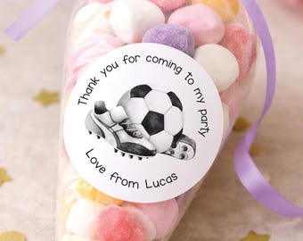 Personalised Football Thank You Stickers | Boys Party Bag Stickers | Soccer Party Labels | Custom Name Birthday Stickers 5cm