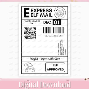Elf Shipping postverzendlabel incl. QR Santa Tracker, Elf Return-kerstlabel, clipart, png-ontwerp, png, commercieel gebruik