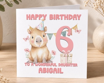 Personalised Birthday Card Capybara Design, For Any Age Daughter Niece Cousin Grandchild