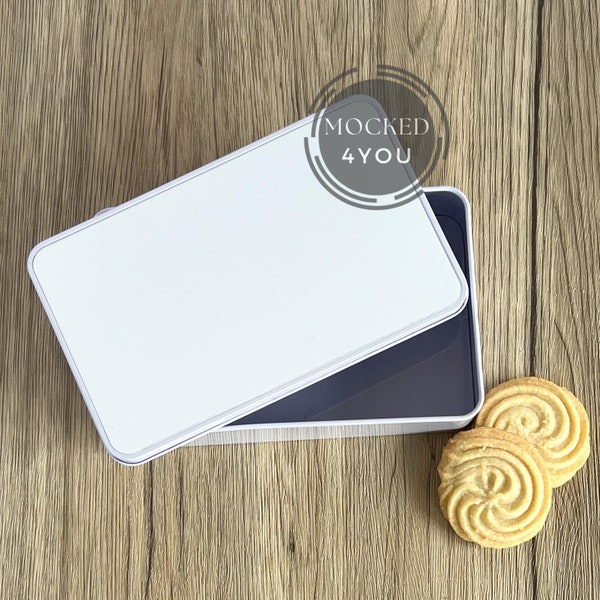 White Sublimation Biscuit Tin Digital Mockup PNG and JPEG, Tin with Biscuits