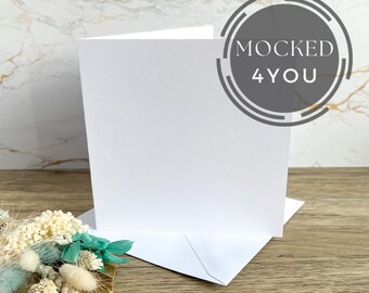White Square card and Envelope Digital Mocked Up Photo with wreath dried flowers