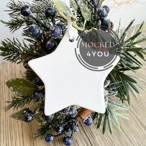 White Star Ceramic Christmas Ornament, Bauble Disc Digital Mocked Up Photo