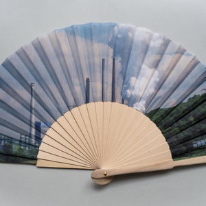 fan, hand fan, factory, photo motif, dystopia, climate, ball, fan