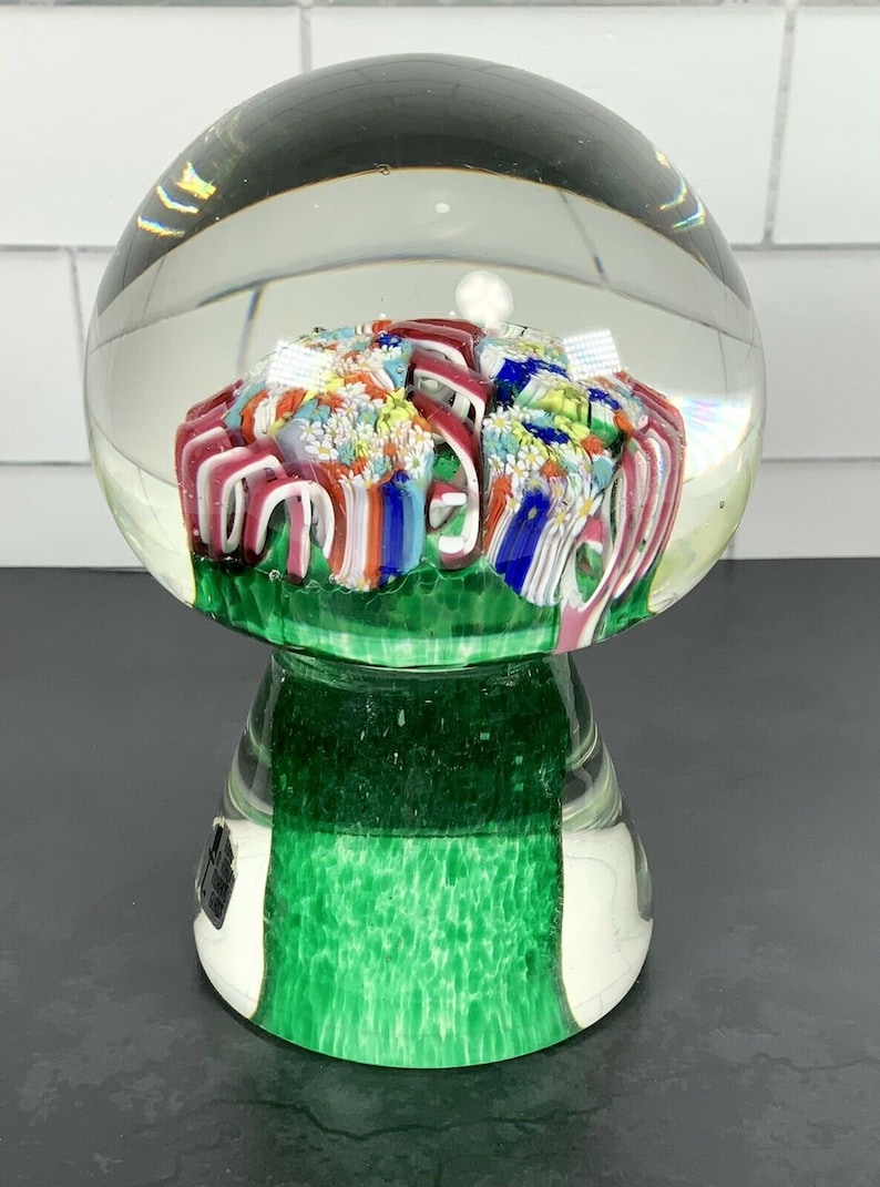 Vintage Murano Mushroom Shape Pedestal Multicolor Millefiori Etsy