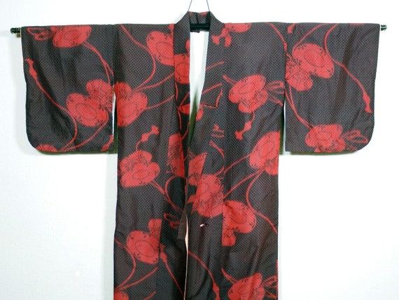 Vintage Japanese Silk Kimono - Handmade Lined Bla… - image 3