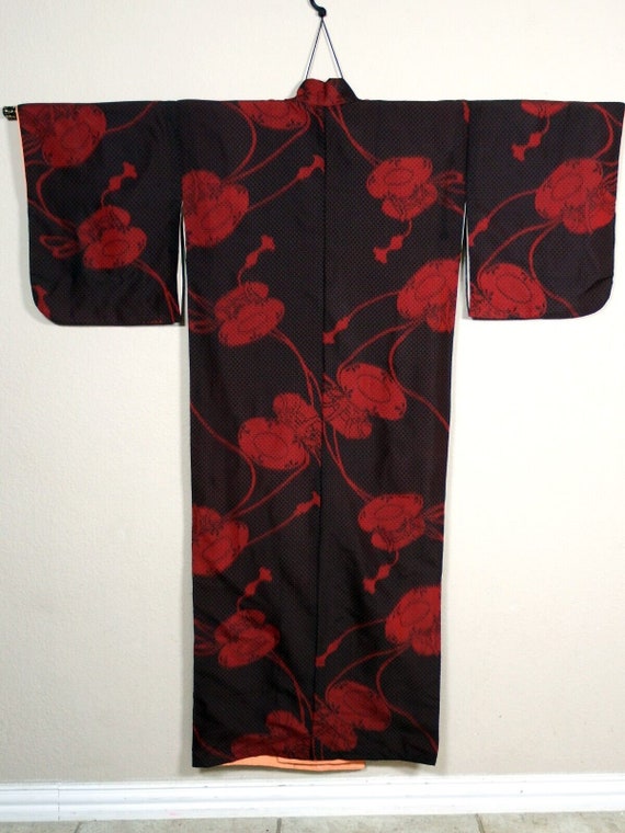 Vintage Japanese Silk Kimono - Handmade Lined Bla… - image 4