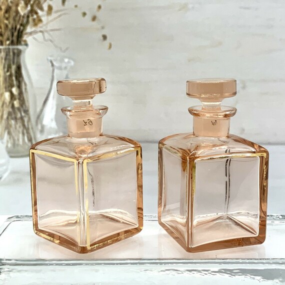 Antique Pink Handmade Art Glass Perfume Bottles With Stopper 