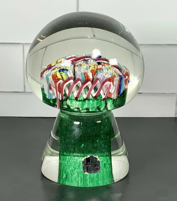 Vintage Murano Mushroom Shape Pedestal Multicolor Millefiori Etsy