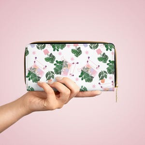 トロピカルプラント ジッパーウォレット - ボタニカルプリント、旅行用アクセサリー、ギフト、環境に優しいマネーホルダー、オーガナイザー、植物ショッピング