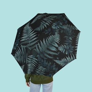 Stylish Fern Print Umbrella - Semi-Automatic Foldable Design, Perfect for Rainy Days, Gifts, Outdoor Adventures, and Fashion Accessory