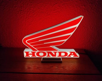 Logo Lumineux - Lampe - Veilleuse LED 3D Emblème Honda, intensité réglable, connexion USB 5V avec interrupteur