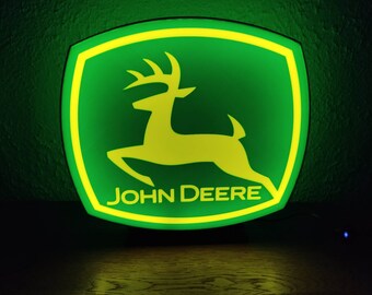 Verlicht logo - Lamp - 3D LED-nachtlampje John Deere-embleem, instelbare intensiteit, 5V USB-aansluiting met schakelaar