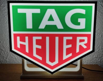 Logo Lumineux - Lampe - Veilleuse Led 3D Emblème TAG HEUER, intensité réglable, connexion USB 5V avec interrupteur