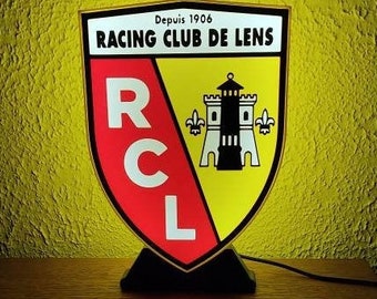 Lampe - Veilleuse LED 3D Emblème RCL Racing Club de Lens , intensité réglable, connexion USB 5V avec interrupteur