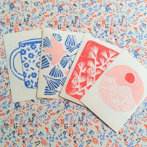 Handmade linocut cards