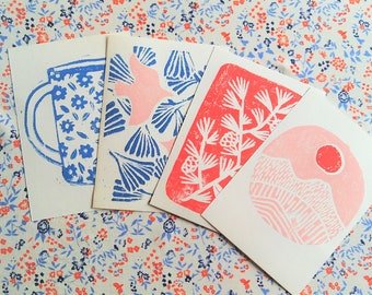 Handmade linocut cards