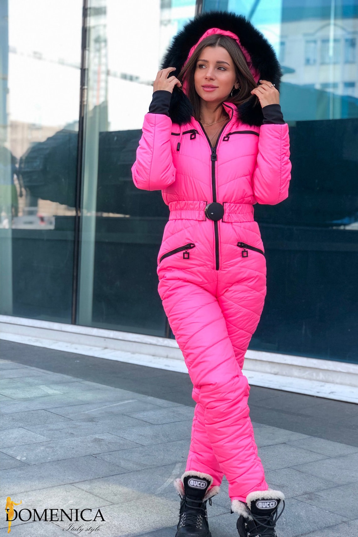 Women Ski Jumpsuit Bright Pink Overall Winter Suit | Etsy