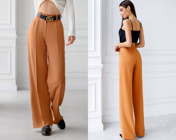 High Waist Trousers, Wide Leg Pants, Red Wide Leg Pants, Palazzo Pants for  Women, Women Pants With Pockets, Office Pants Women, Elegant Pant 