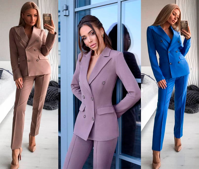 Purple Two Piece Women Suit, Wide Leg Pants, Women Pantsuit Set