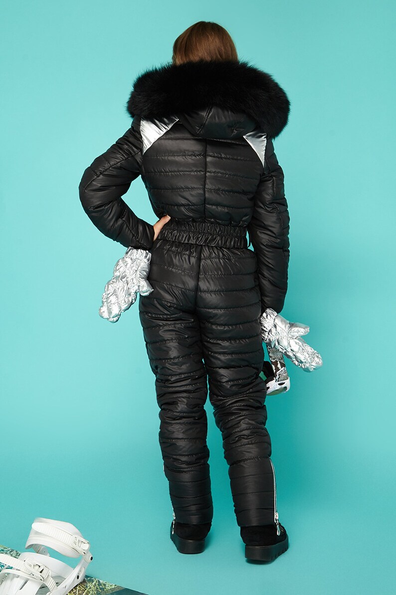 Teenager Ski Jumpsuit With Silver Mittens Children Suit Kids Snow Teens Winter Warm Down Snowboarding Black Blue White