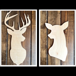 Pair of deer Buck and Doe Set Unfinished Wood Blanks Set