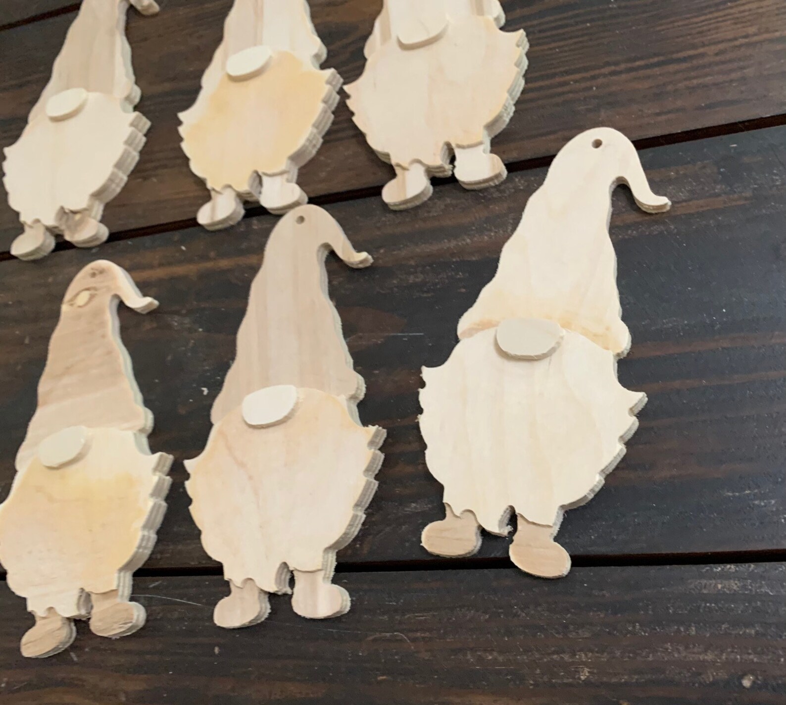 Set of 6 Gnome Unfinished Wood Ornaments blank Diy Etsy