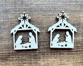 Unfinished Wood Nativity Earring Blanks Dangle