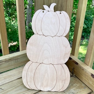 Pumpkin Stack Door Hanger Wood Cut Out