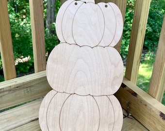 Pumpkin Stack Door Hanger Wood Cut Out