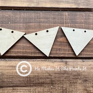 Mini Pennant for Tiered Tray or Garland Unfinished Set of 5