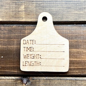 Livestock Ear Tag Laser Cut Birth Stats Cow tag birth announcement