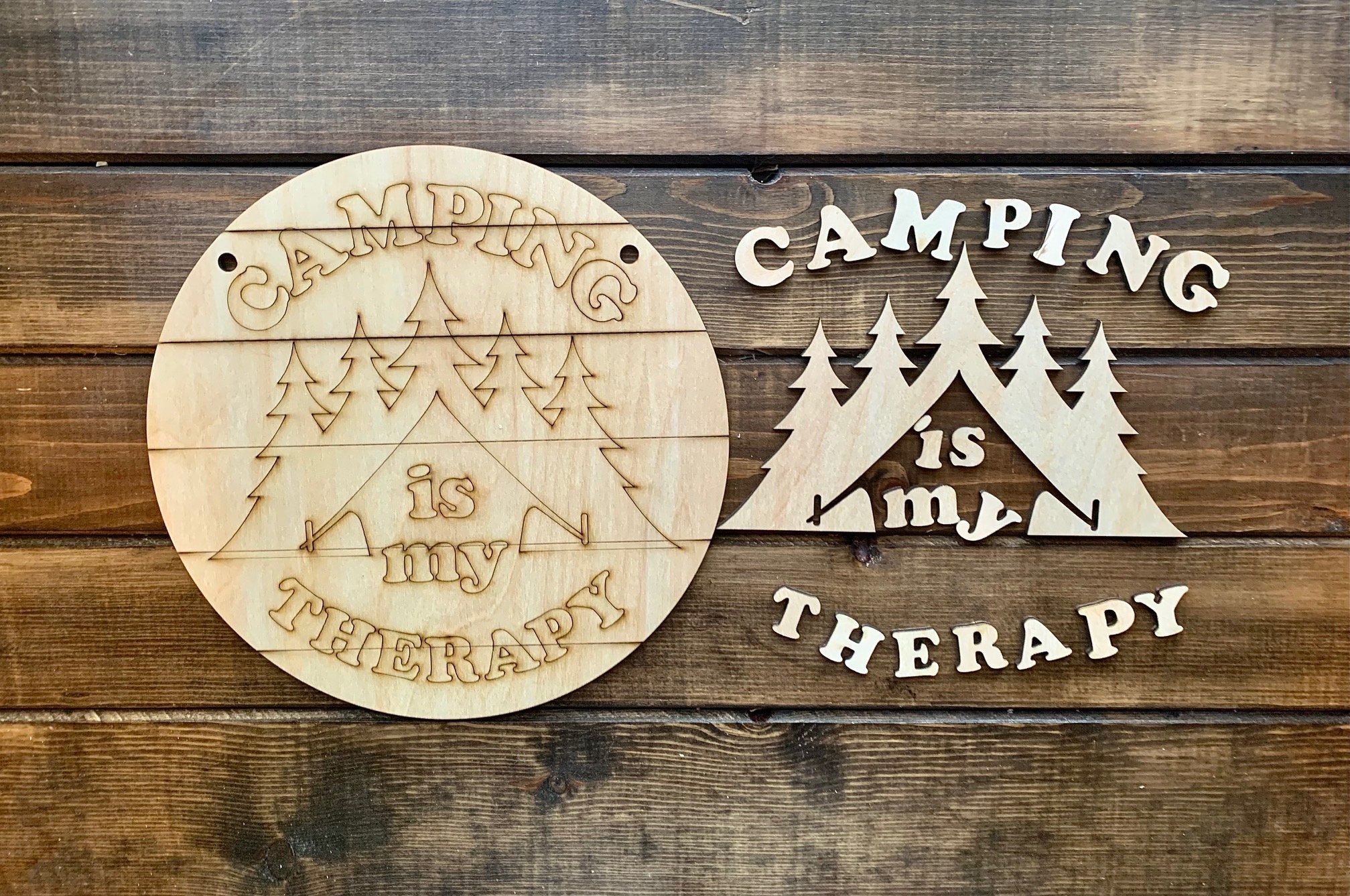Camping is My Therapy Printed Handmade Wood Sign 