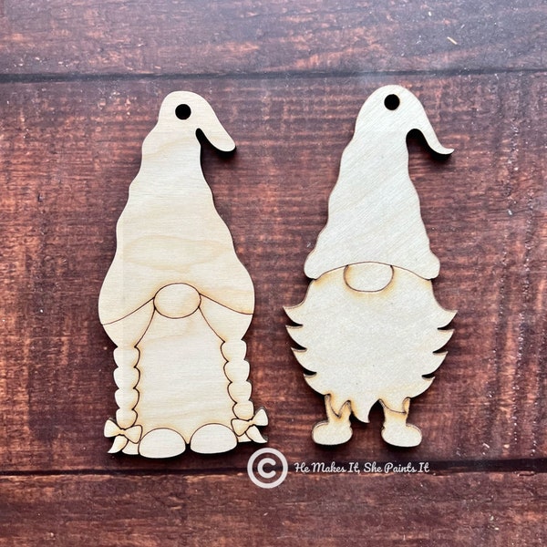 5 inch tall laser cut gnome ornaments blanks