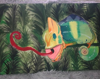 アクリルカメレオンの絵画 - Etsy 日本