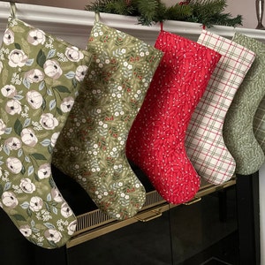 Handmade Quilted Stocking: Floral and Plaid Christmas Stockings