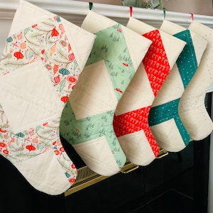 Handmade Quilted Christmas Stocking: Vintage Inspired Heirloom Decor