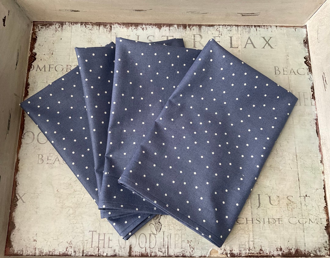 Blue Polka Dot Cloth Napkins Blue Cloth Napkin Set Set of 4 Etsy