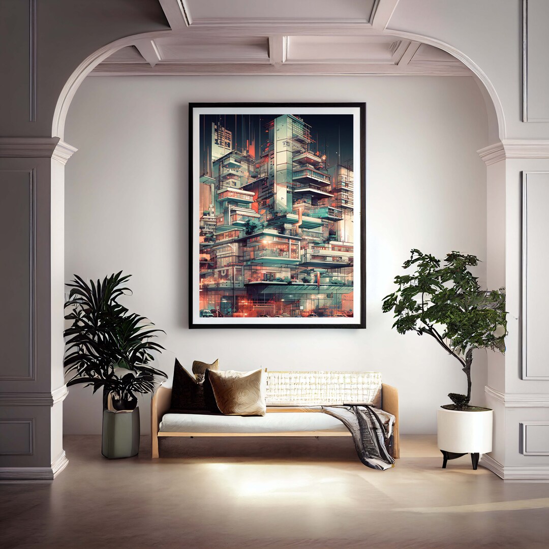 Contemporary Cityscape Art Architecture Digital Print Urban Wall Decor