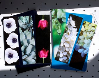 Floral Photo Bookmarks with Protective Sleeves