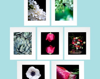 Metallic 8"x10" Spring and Summer Floral Photo Prints in 11"x14" Bright White Mats